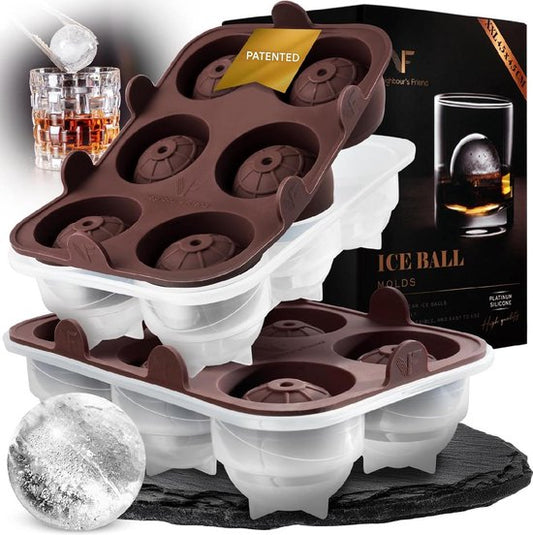 Neighbour's Friend Eiswürfelformen - XXL-Packung mit 2 Formen - Spülmaschinenfest - ø4,5 cm - Braun