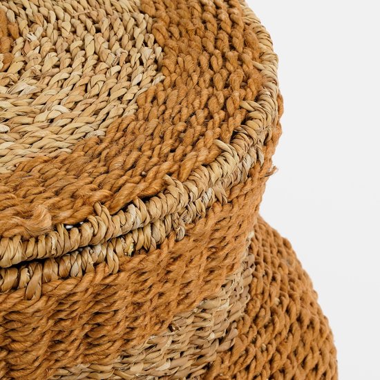 Mica Decorations Tacoma Aufbewahrungskorb mit Deckel - H48 x Ø55 cm - Jute - Gelb