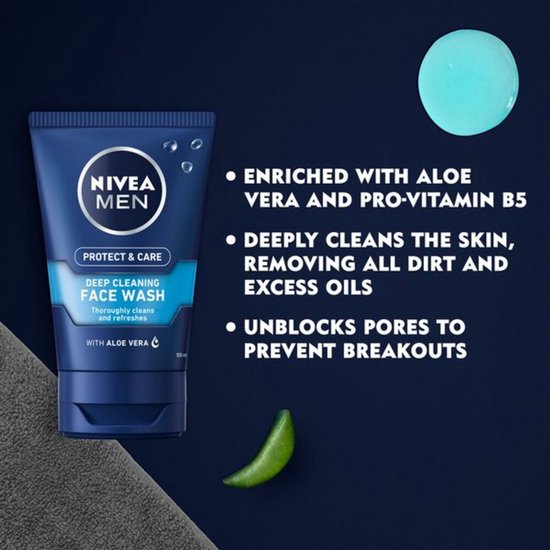 NIVEA MEN HYDROCARE Gesichtsreiniger – Reinigungsgel für das Gesicht – Face Wash – Gesichtsreiniger – Cleanser – 100 ml