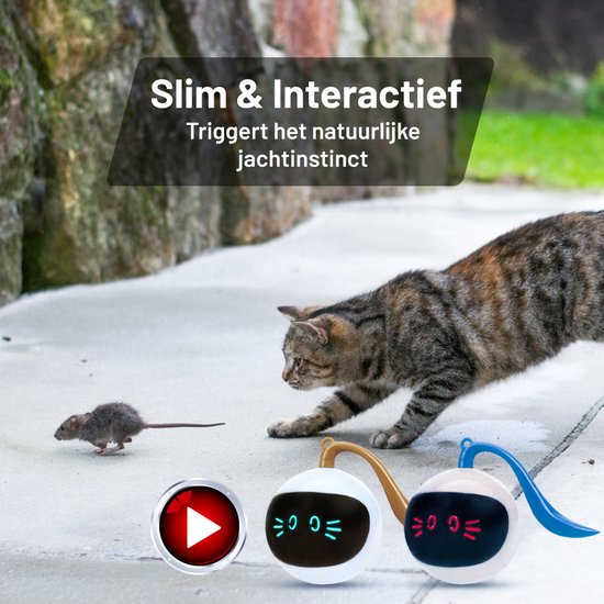 Otiume - Interaktiver Katzenball - Selbstrollend - USB Wiederaufladbar - weiß