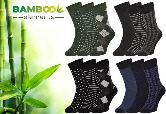Bamboo Elements – Bambus-Socken für Herren – Socken für Damen – 12 Paar – 39–42 – Mode – Lange Socken – Herrensocken – Damensocken – Schweißhemmend – Langlebig