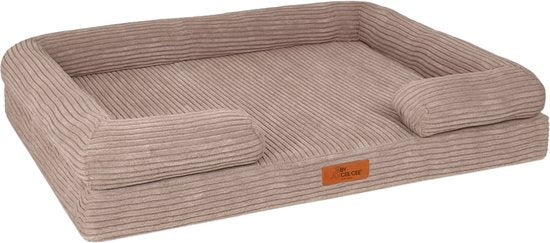 By Cee Cee Orthopädischer Hundekorb - Orthopädisches Hundekissen - Hundebett - Gerippter Stoff - Für mittelgroße Hunde - Mocha Taupe - 108x81cm - Emma
