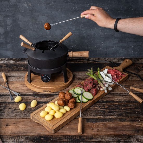 Boska Elektrisches Fondue-Set Pro - Für jede Art von Fondue - 8 Personen - Stilvolles Gusseisen - Extra langes Kabel