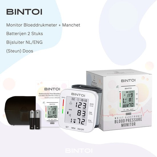 Bintoi® BXE200 - Handgelenk-Blutdruckmessgerät - Herzfrequenzmessgerät