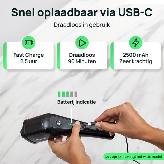 Skrub Elektrische Reinigungsbürste - Schrubber mit Griff für das Badezimmer - 8 Aufsätze