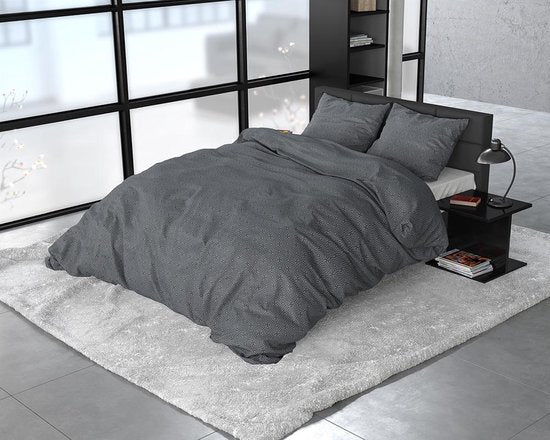 Sleeptime Flannel Jason - Bettbezug - Einzel - 140x200/220 + 1 Kopfkissenbezug 60x70 - Anthrazit