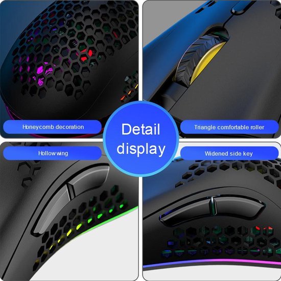ZIYOU LANG X3 Wireless Gaming Maus - RGB-Waben-Gaming-Maus - Gaming-Maus - Schwarz