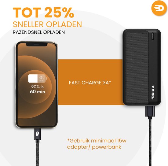 Drivv. USB zu USB C Kabel - Schnellladegerät - USB C Daten- und Ladekabel - 3 Meter - Geeignet für Samsung, iPhone 15 & mehr - Schwarz