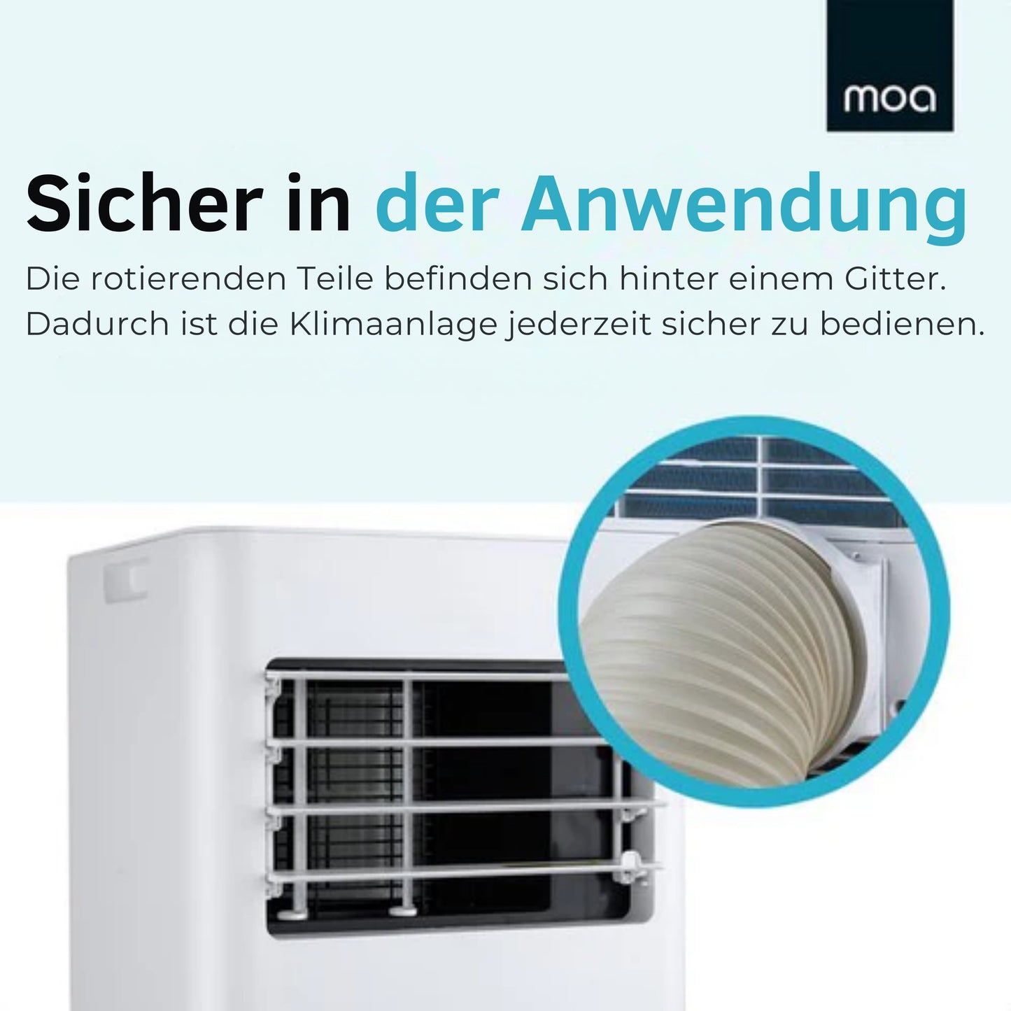 MOA Mobile Air Conditioner - 7.000 BTU - Klimagerät - Fernbedienung - Energieklasse A - Fensterdichtungssätze - Bis zu 60 m³ Kühlleistung - Entfeuchter - Weiß
