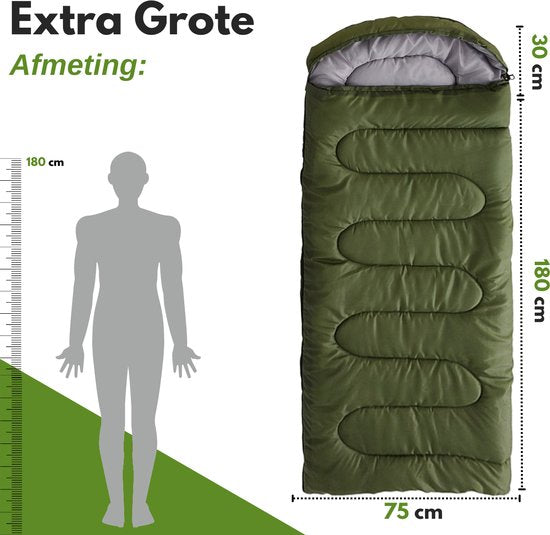 Vertrex Tri-Season Adventure Mumienschlafsack - Schlafsäcke Erwachsene - Camping - Grün