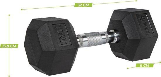 VirtuFit Hexa Dumbbell Pro - 10 kg - Sechseckhantel - Langlebig und strapazierfähig - Krafttraining - Gewicht - CrossFit & Fitness - Geeignet für Anfänger und Profis - Pro Stück verkauft