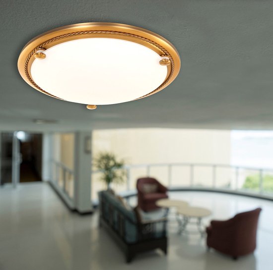Deckenleuchte Steinhauer Belleron 2785BR Bronze Ø 29 cm mit 2 x E27-Fassungen, aus Glas und Metall, klassisches Design für den Innenbereich