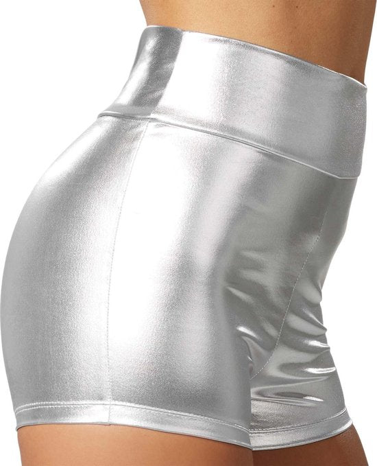 Dressforfun Faschingskostüm Metallic Hotpants Silber – Damen – Größe S