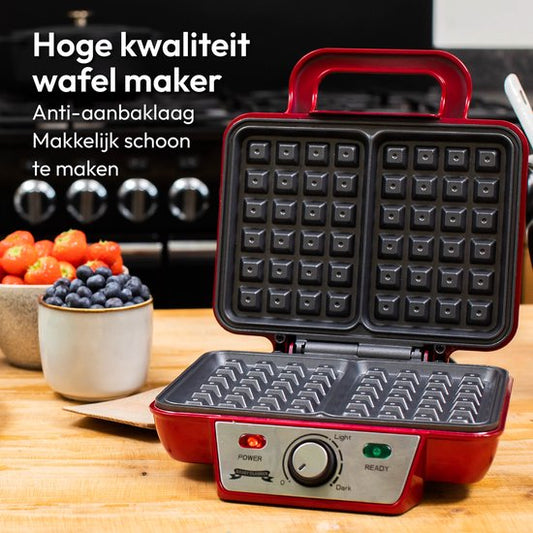 Gadgy Waffeleisen - Waffeleisen - 2 Waffeln auf einmal - Antihaftbeschichtung - 1000 Watt - Einstellbarer Thermostat