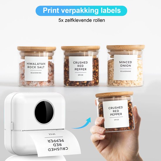 Ilona Mini-Drucker für das Handy - Taschendrucker - Premium Mini-Fotodrucker - Tragbarer Smartphone-Drucker - Mobiler Fotodrucker - Stickerdrucker - Inkl. 5 Rollen Klebepapier + 5 Rollen weißes Papier + 3 Rollen farbiges Papier + 5 Stifte