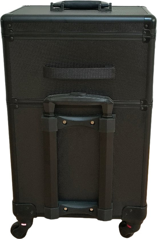 VDD - Friseurkoffer - Friseur-Trolley - Make-up-Trolley - Make-up-Koffer - Beautycase - Kosmetikkoffer - Beautycase mit Rollen - Schwarz
