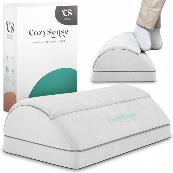 CozySense® Fußstütze Schreibtisch - Ergonomischer Fußhocker mit 2 Höhen - rutschfester & waschbarer Sherpa-Bezug - Fußpolster für Heim & Büro - Grau