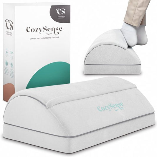 CozySense® Fußstütze Schreibtisch - Ergonomischer Fußhocker mit 2 Höhen - rutschfester & waschbarer Sherpa-Bezug - Fußpolster für Heim & Büro - Grau