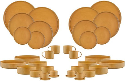 BJORN SCANDI Komplettes Essgeschirr - 36 Teile - Ocker