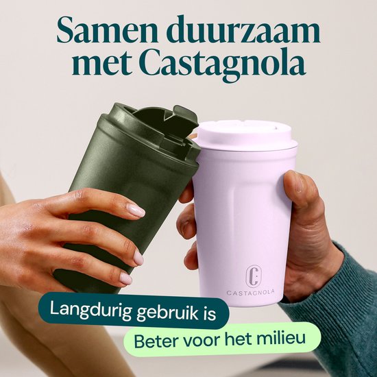 Castagnola Thermosbecher - Kaffeebecher To Go - Reisebecher für Kaffee und Tee - Teebecher - 380 ML - Edelstahl - Violett