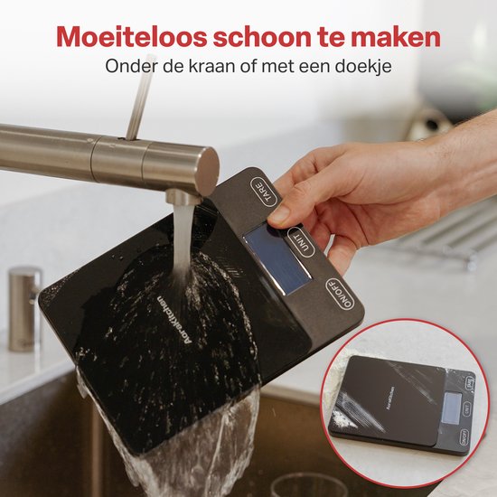 AoraKitchen Küchenwaage Digital - Usb Wiederaufladbar - 1g bis 15kg - Präzisionswaage - Tara