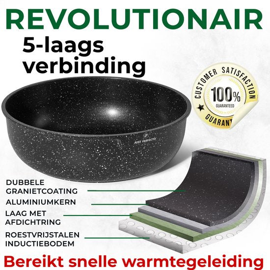 Just Perfecto 11-teiliges Induktionspfannenset - Abnehmbarer Griff - Pfannenset mit Deckel für alle Wärmequellen - Pfannen ohne PFOA - PFAS