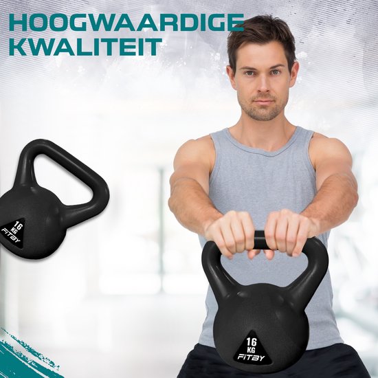 Fitby Kettlebell 16KG - Kettlebell - Fitness - Gewichte - Geeignet für CrossFit & Fitness - Fitness Training - Schwarz