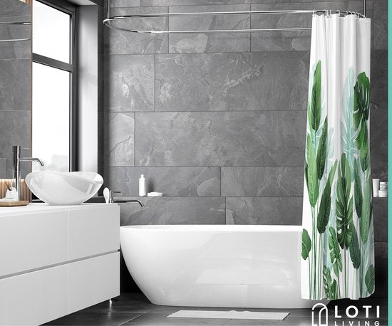Loti Living Duschvorhang Anti-Schimmel - Strelitzia - inklusive Ringe - wasserdicht - Polyester - Duschvorhang 180x200 cm