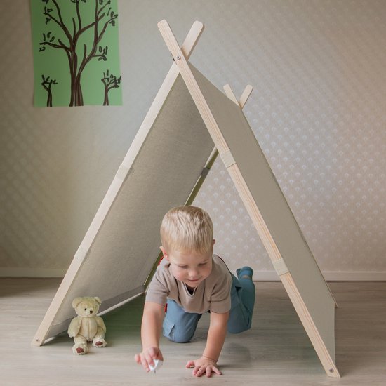 Sunny Como Spielzelt Creme- Wigwam Tipi-Zelt für Kinder - FSC Holzstangen - 123x106x107cm