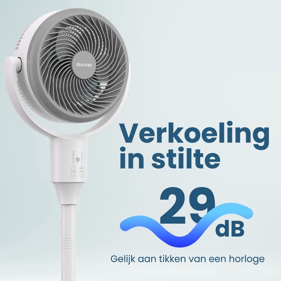 Auronic Standventilator - Boden und Tischventilator - 3 Geschwindigkeiten - Leise - Weiß