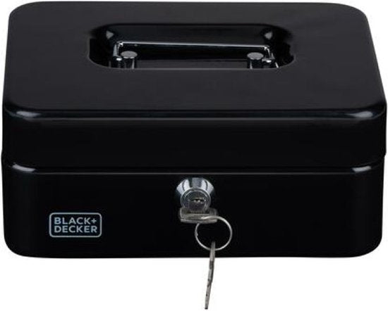 Black & Decker Spardose mit 2 Schlüsseln - schwarz - Stahl - Münzbox - 20 x 16 x 9 cm - Einbruchschutztresor
