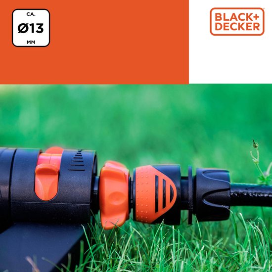 BLACK+DECKER Gartenschlauch-Kupplung 1/2'' - Gartenschläuche ⌀13mm - Kunststoff - Schwarz/Orange