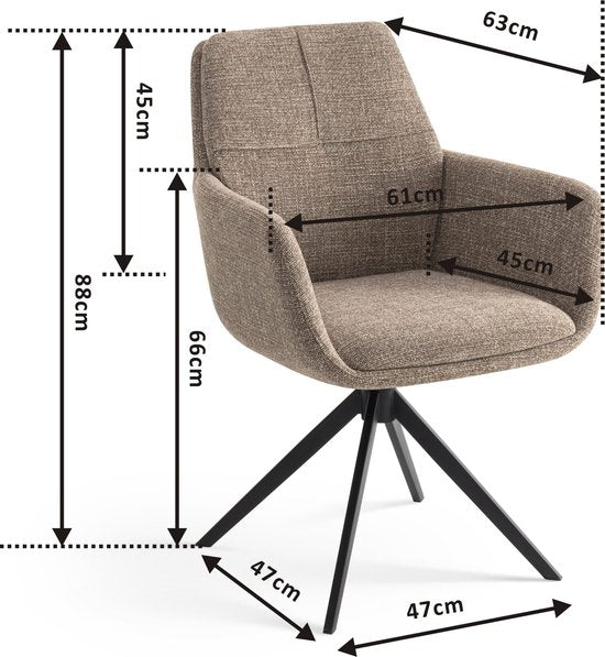 Furnihaus Esszimmer-Drehstuhl Milou mit Armlehne Taupe