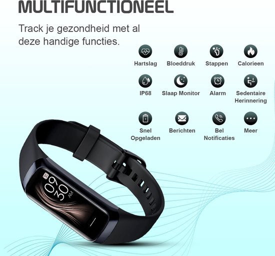 Otiume Activity Tracker HR mit Schrittzähler und Herzfrequenzmesser - Sportuhr - Smartwatch - Schwarz für Frauen, Männer und Kinder - Fitness Tracker - Blutdruckmessgerät