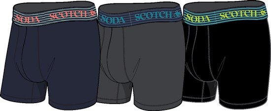 Scotch & Soda Active Stretch Boxershorts - Herren - Navy/Grau/Schwarz - 3er-Pack - Performance Fit Größe M