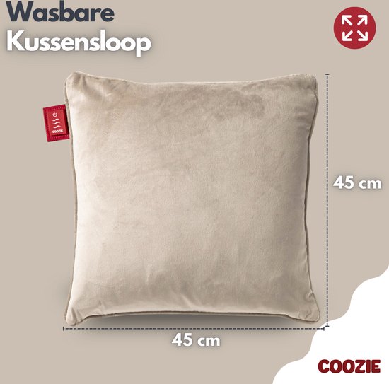 Coozie Heat Pillow Beige Velvet - Elektrisch wiederaufladbar - Kabelloses Wärmekissen - 45 x 45 cm