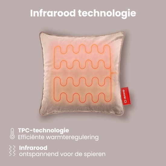Auronic Wärmekissen - Samt - 45x45 - drahtlos wiederaufladbar - elektrisches Kissen - Infrarot - Pink