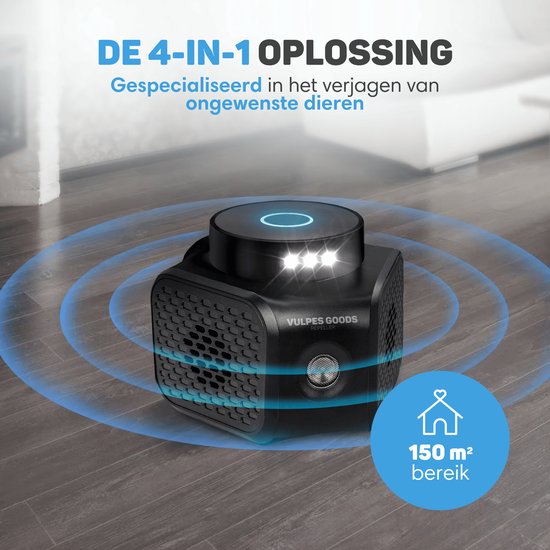 Vulpes Goods Ultraschall Schädlingsabwehr – Repeller gegen Mäuse, Ratten & Insekten – 4 Modi – LED – Schwarz