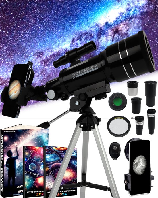 ODESSEY Milky Way Teleskop - 150x Vergrößerung - 70 mm Refraktor - Tischstativ - Für Kinder und Erwachsene