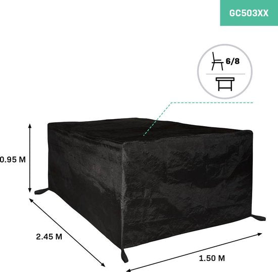 VONROC Premium Garten-Set Abdeckung L - 245x150x95cm - Für Gartentisch mit 6-8 Stühlen