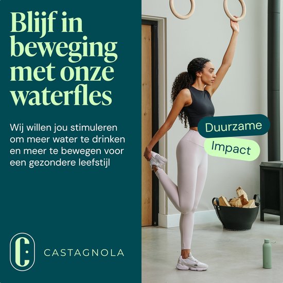 Castagnola Wasserflasche - Edelstahl-Trinkflasche 500 ML - Stahlthermoskanne - Trinkflaschen für Erwachsene - Doppelwandig - Grün