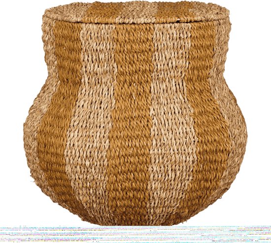 Mica Decorations Tacoma Aufbewahrungskorb mit Deckel - H47 x Ø50 cm - Jute - Gelb