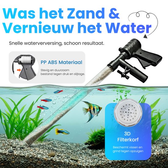 Pawesome - Aquarium Staubsauger - Bodenreiniger - Kiesreiniger Aquarium - Bodenstaubsauger - Batteriefrei