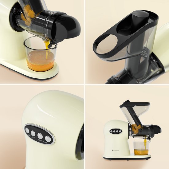 KitchenBrothers Slowjuicer XL - Entsafter - Gemüse- und Obstpresse - 43 mm und 70 mm Einfüllöffnung - 500 ml - Champagner