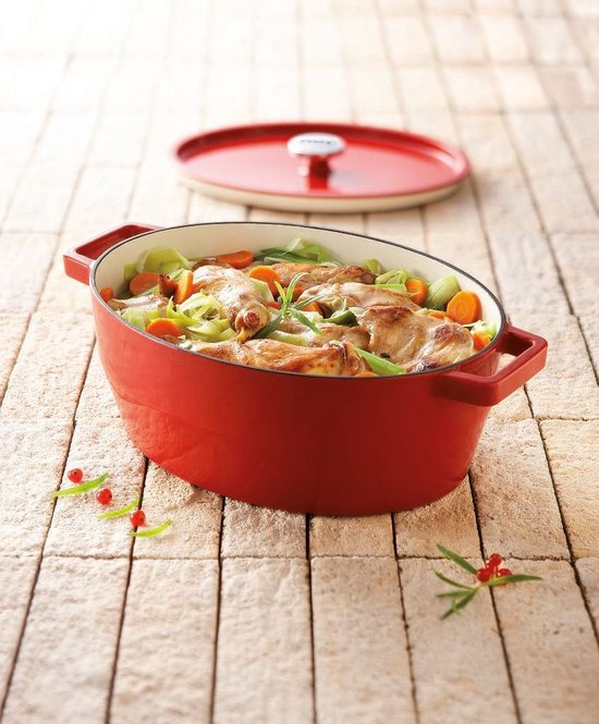 Pyrex Slowcook Kasserolle Oval - Gusseisen - 5,8 Liter - Rot