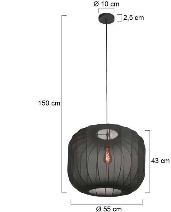 Anne Lighting – Hängeleuchte – Sable – schwarz – Leinen und Metall – Ø 55 cm – E27 – 4192ZW