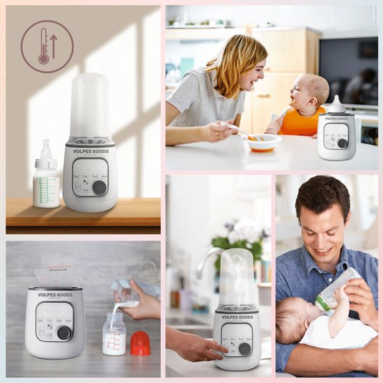 Vulpes Goods® BabyCare Flaschenwärmer PRO 10 in 1 - Erwärmung von Flüssigkeiten und Nahrung - 4-teiliges Reinigungsset - BPA-frei - Weiß