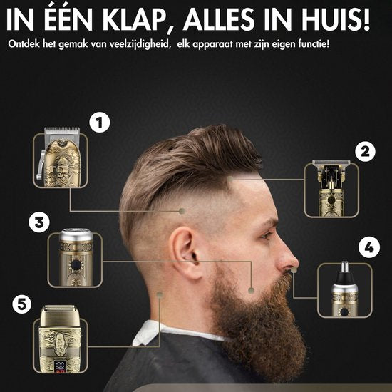 Professionelle kabellose 5-in-1 Haarschneidemaschine mit Folienrasierer - Sansbeauté - Haarschneider Herrenkopfhaar - Cheveux Haar - Haartrimmer - Friseur Haar Maschine - Haarschneider - Trimmer Bart - Barbe Haarschneider - Barbier Buddha Trimmer - Barbie