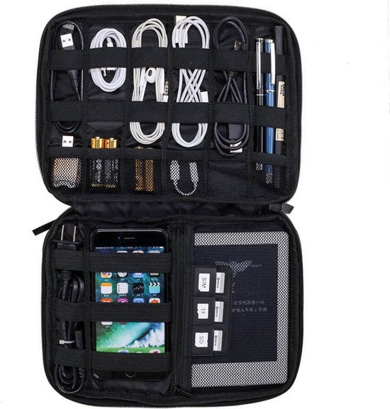 Sunflake Electronics & Cable Organiser - 3 Lagen - Kabel-Reisetasche - wasserabweisend - für 9.7" iPad - Festplatten - Ladegeräte - dunkelgrau
