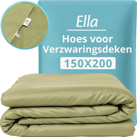 Bezug für Ellas Schmusedecke 150 x 200 CM - 7 KG & 9 KG - Bezugshülle aus 100% Bio-Baumwolle - Helles Olivgrün